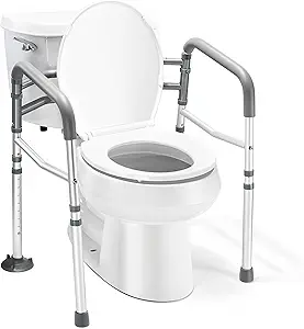 Medical king Toilet Safety Rail - Adjustable Detachable Toilet Safety Frame with Handles Heavy-Duty Toilet Safety Rails Stand Alone - Toilet Safety Rails for Elderly, Handicapped - Fits Most Toilets