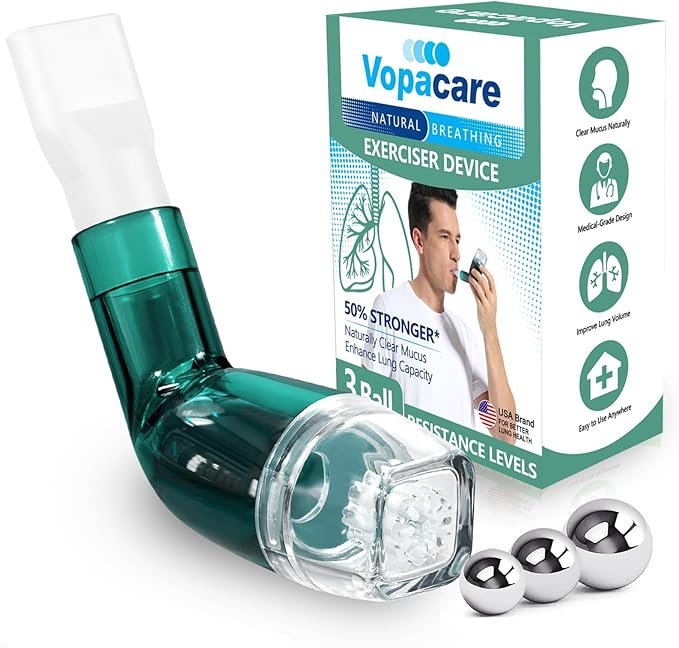 Click to see full view Flutter Valve Breathing Exercise Device for Lungs, Mucus Removal & Lung Strengthening, Adjustable Resistance Expiratory Trainer, Portable Lung Exerciser for Mucus Clearance