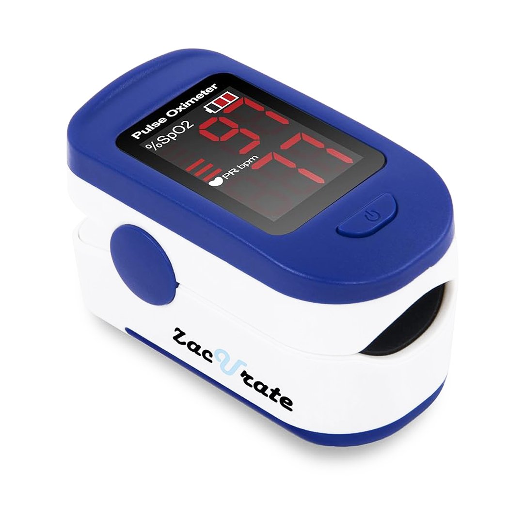 Zacurate 500BL Fingertip Pulse Oximeter Blood Oxygen Saturation Monitor with Batteries Included (Navy Blue)