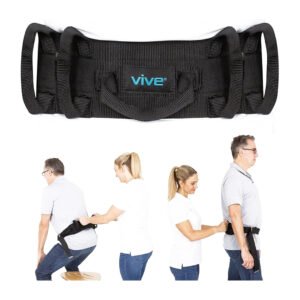 Vive Gait Belt (300lbs) Transfer Belt with Handles - Medical Nursing Safety Patient Assist - Bariatric, Elderly, Handicap, Physical Therapy - PT Gate Strap Quick Release Metal Buckle, Grabbing Teeth