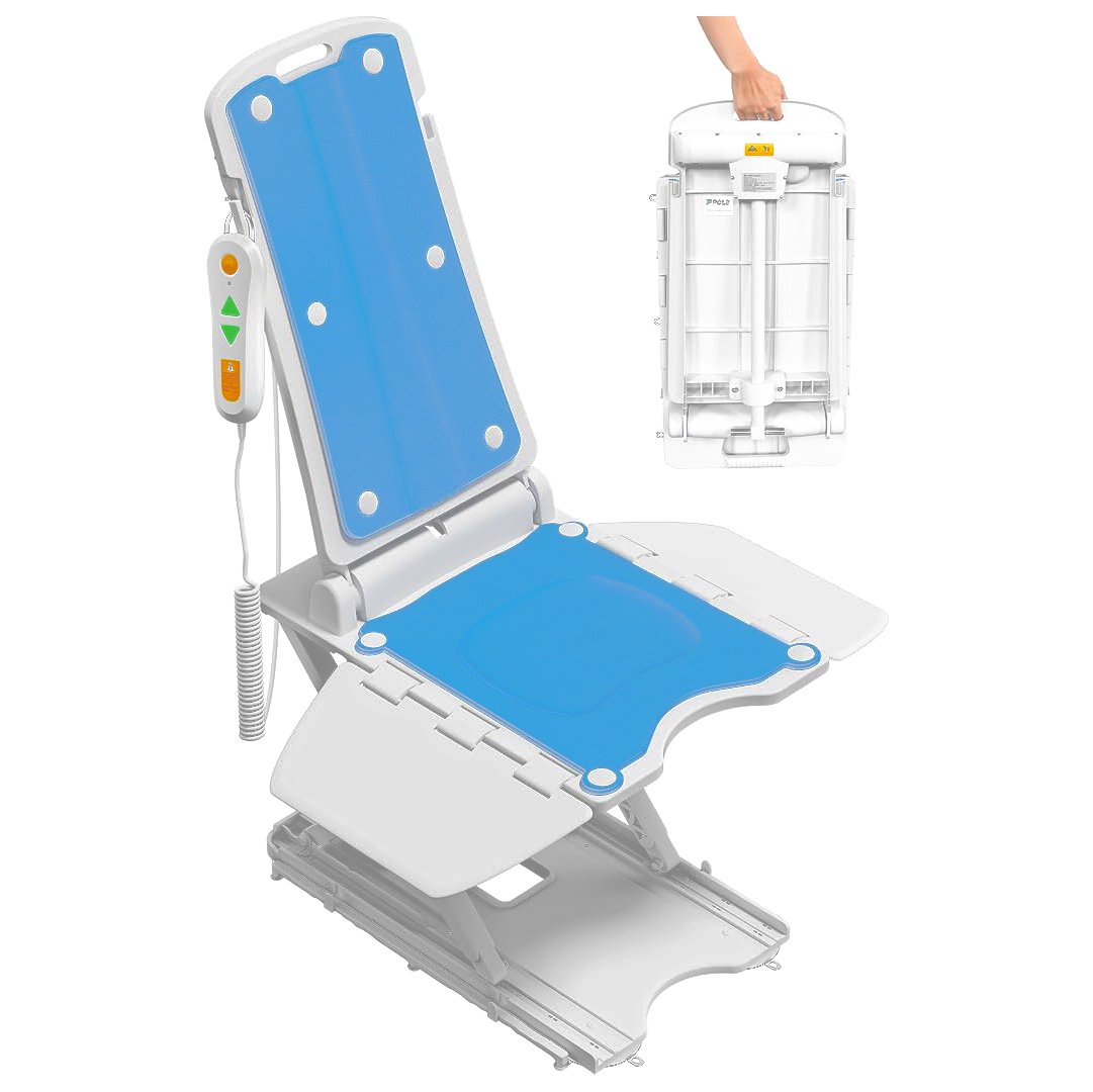 Electric Chair Lift - Floor Lift for Elderly Falls, Support Up to 308 LB, IPX8 Waterproof Bath Lift, Foldable & Wireless Rechargeable Design, Quick-Rise Assist for Elderly & Disabled