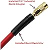 YOTOO Hybrid Air Hose 3/8-Inch by 50-Feet 300 PSI Heavy Duty, Lightweight, Kink Resistant, All-Weather Flexibility with 1/4-Inch Brass Male Fittings, Bend Restrictors, Red - Image 3