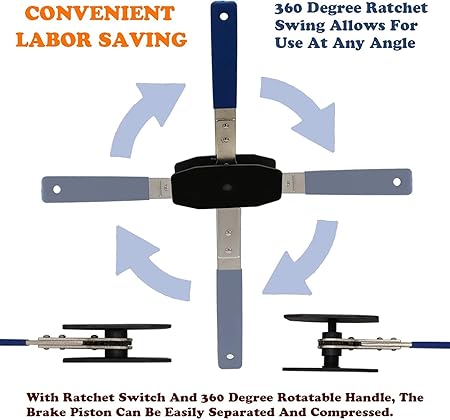 Brake Tools, Brake Caliper Tool, 4 in 1 Universal Disc Brake Caliper Compression Tool, Caliper Piston Compressor Tool with 2 Brake Caliper Hooks - Image 3