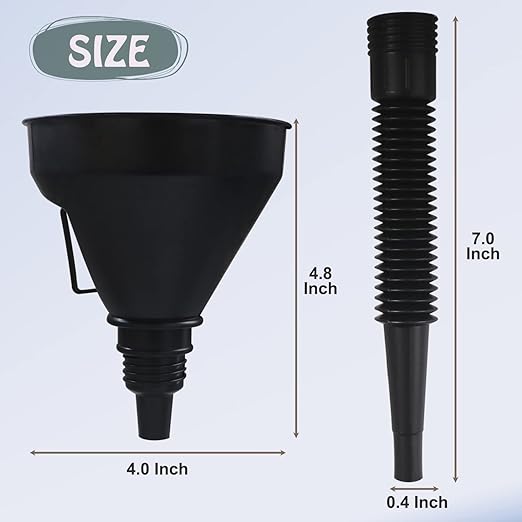 Plastic Oil Funnels for Automotive Use Set of 5, Large Flexible Fuel Funnel with Long Hose for Gas Transfer, Gasoline Funnels for Cars Boat Canning and Bottle - Image 3