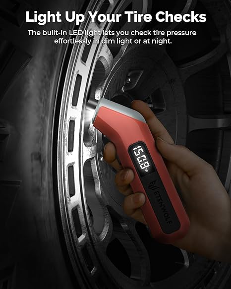 ETENWOLF T300 Digital Tire Pressure Gauge 3-200 PSI, Industrial Tire Gauge Calibrated to ANSI B40.7 Grade 2A(Plus-Minus 0.5%), Replaceable AAA Batteries (Vivid Orange) - Image 2