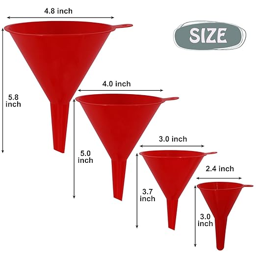 Plastic Oil Funnels for Automotive Use Set of 5, Large Flexible Fuel Funnel with Long Hose for Gas Transfer, Gasoline Funnels for Cars Boat Canning and Bottle - Image 2