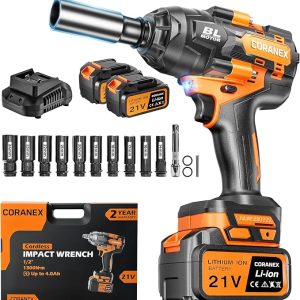 1/2" Cordless Impact Wrench | 1300N.m (960ft-lbs) | 2x4.0Ah Batteries - Longer Runtime | Fast Charger | Variable Speed Control | Brushless Motor High Torque Impact Gun for Auto Repair, Home