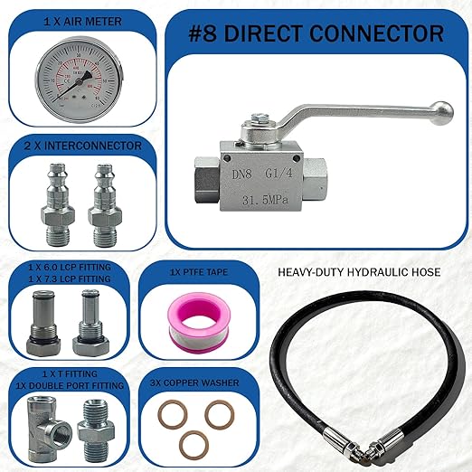 10Pcs High Pressure Oil System IPR Air Test Tool Special Kit Compatible with Ford 6.0L-7.3L Powerstroke Diesel Engines, Oil Pressure Tester Kit with IPR Valve Air Test Fitting & Gauge - Image 3