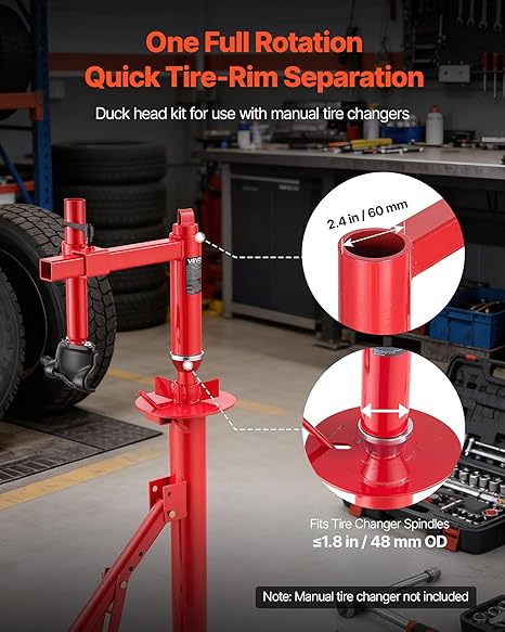VEVOR Manual Tire Changer Duck Head Kit with Silver Cone, Fit for 16"-21" Wheels, Heavy Duty Manual Tire Changer Duck Head Adapter Kit, Mounting and Demounting Tool for Most Cars, SUVs, Trucks, ATVs - Image 3