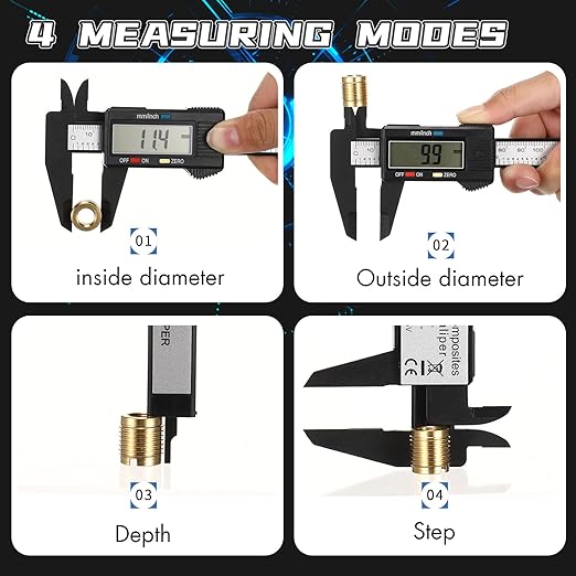 Electronic Digital Calipers, inch and Millimeter Conversion,LCD Screen displays 0-6" Caliper Measuring Tool, Automatic Shutdown, Suitable for DIY/Jewelry Measurement (New150mm Black Plastic) - Image 2