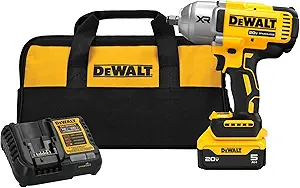 DEWALT 20V MAX Cordless Impact Wrench with Hog Ring Anvil, Brushless High Torque 1/2 Impact Gun, 4-Mode Speed, Includes Battery, Charger and Kit Bag (DCF900P1)