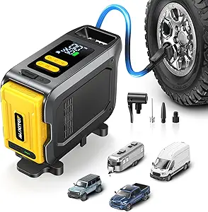 AUXITO AT1 150PSI Heavy Duty Tire Inflator Portable Air Compressor for Pickup Truck – Built in 26000mAh Power Station & 65W Fast Charging – Emergency Tire Air Pump for F-150, Off-Road, RV Camping
