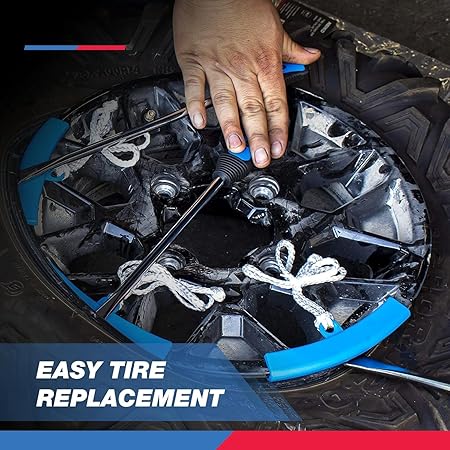NEIKO 20601A 14.5” Steel Tire Spoons Tool Set, Tire Tools Include 3 Piece Tire Spoons, 3 Piece Rim Protector, Valve Tool, 6 Piece Valve Cores, Motorcycle Tire Changer, Dirt Bike Tire Levers - Image 2