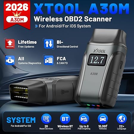 OBD2 Scanner Diagnostic Tool XTOOL Anyscan A30M V2.0, 2026 Wireless Bidirectional Scan Tool with Free Updates, 26 Resets, All System for Android & iPhone, Crank Sensor Relearn, EPB, Throttle Relearn - Image 3