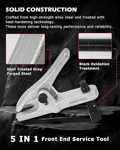 DAYUAN 5pcs Professional Front End Service Tool Kit, Pitman Arm Puller, Ball Joint Separator Tie Rod Remover Tool - Image 2