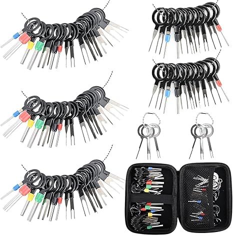 Terminal Pin Removal Tool Kit 82 Pcs Depinning Electrical Connector Pin Extractor Tool Set Wire Terminal Release for Automotive Car Household Devices - Black
