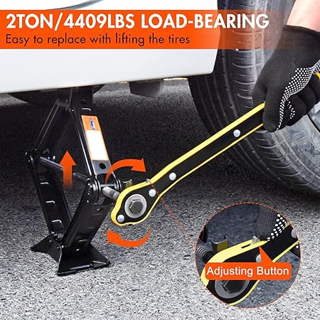Scissor Car Jack 2 Ton (4409 lbs) Tire Changing Kit with Lug Wrench - Emergency Kit for Car, SUV, MPV - Image 2